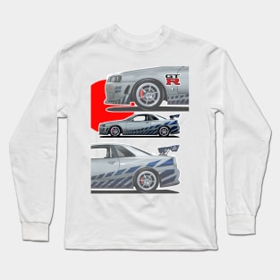 Brian's skyline gtr R34 Nissan (brian o conner) godzilla Long Sleeve T-Shirt